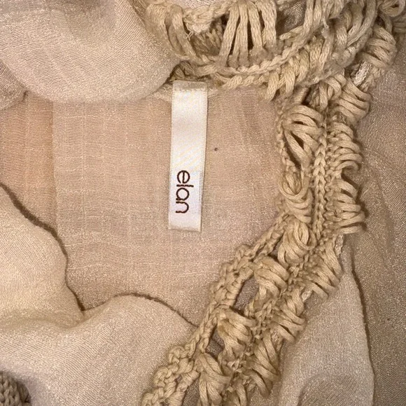 Elan Shirt Womens Medium Cream Crocheted 3/4 Sleeve Boho Peasant Blouse - Picture 4 of 6